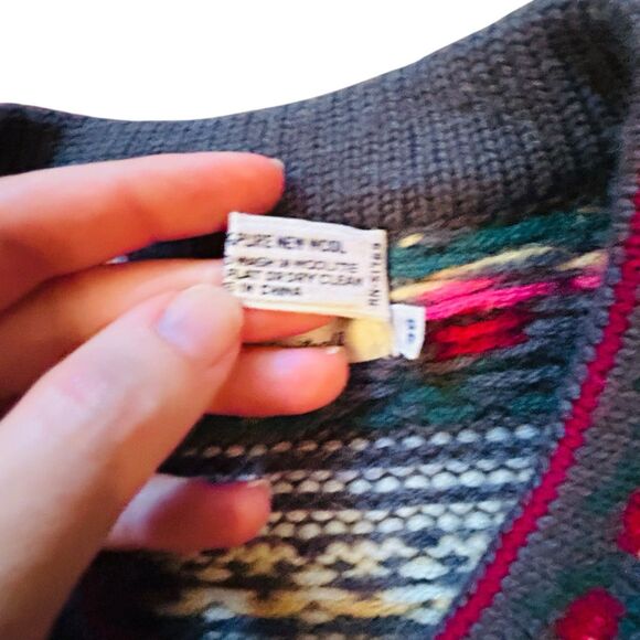 Vintage Fair Isle Nordic Sweater Size 38 Button Front Cardigan Wool Woodstock - Picture 3 of 15